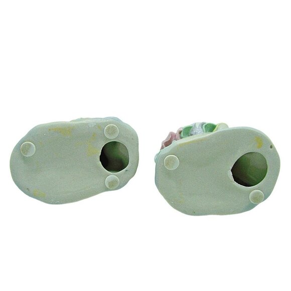 Vintage Pastel Ceramic Porcelain Figurines with Wheelbarrow Filled with Flowers - Picture 10 of 12